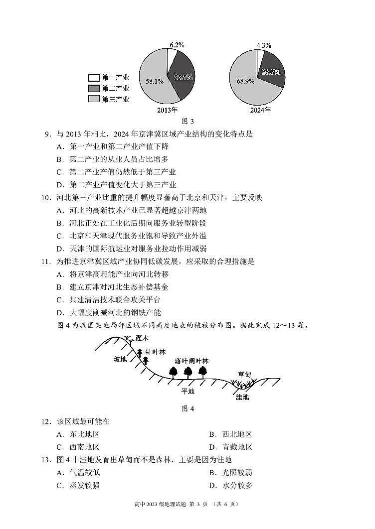 四川省成都市蓉城名校联盟2025届新高二下学期期末考试-地理试题+答案第3页