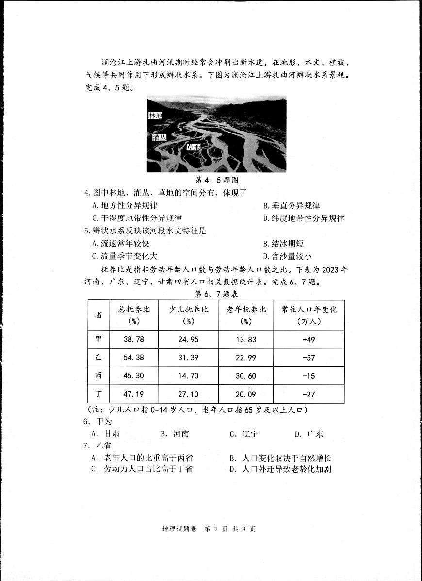 浙江省杭州市2025届新高二下学期（6月考）教学质量检测-地理试题+答案第2页