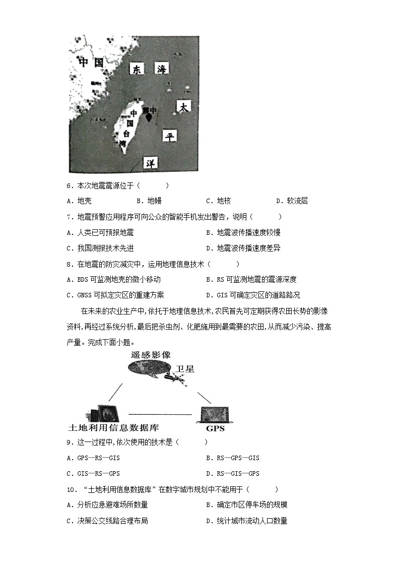 6.4地理信息技术在防灾减灾中的应用同步练习高中地理人教版（2019）必修一第2页