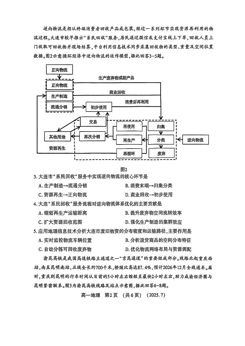 河南省洛阳市2025年高一下学期期末考试地理试卷第2页