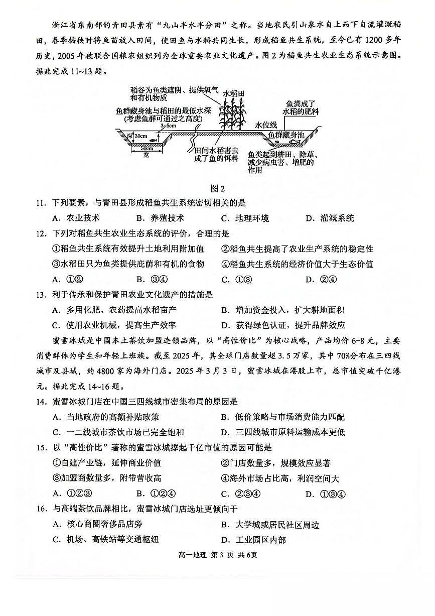 广西河池市2024-2025学年高一下学期7月期末考试 地理 PDF版含解析第3页