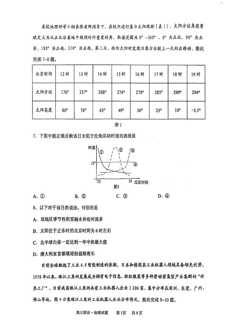2025届山东省实验中学高三下学期第四次诊断考试-地理试题（含答案）第3页