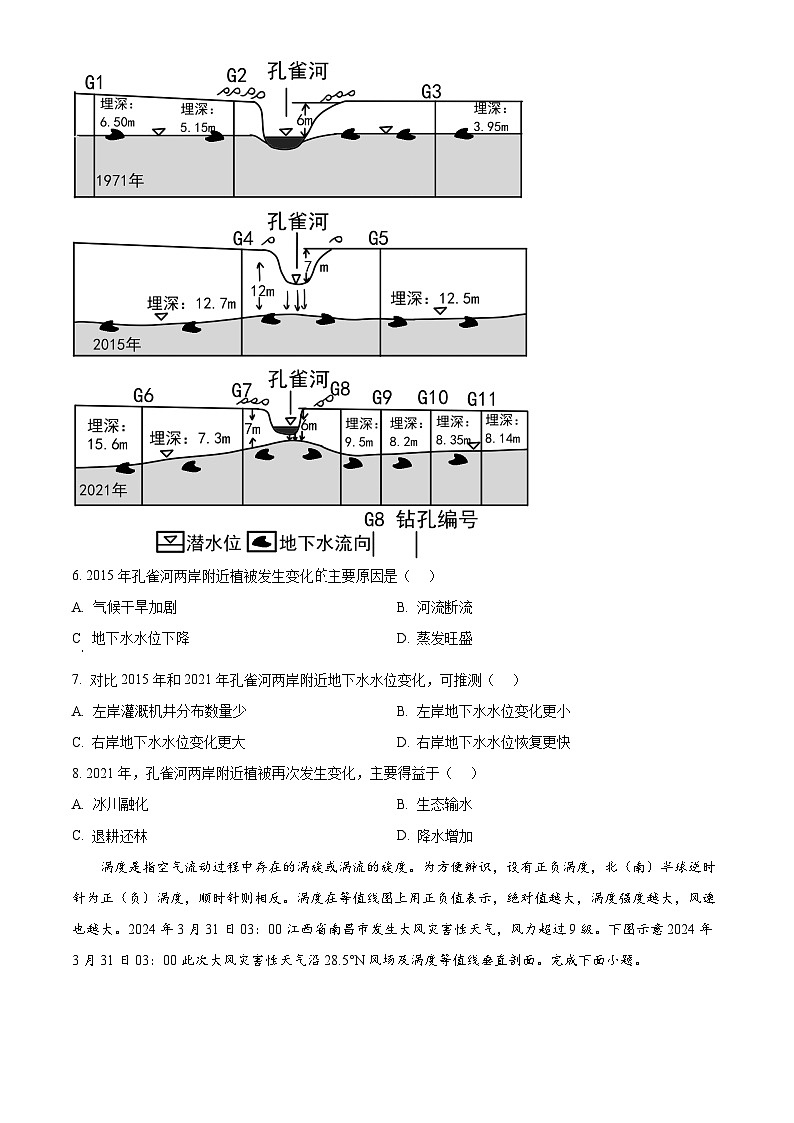 河南省周口市2024届高三下学期5月全真模拟文科综合试题-高中地理  Word版无答案第3页