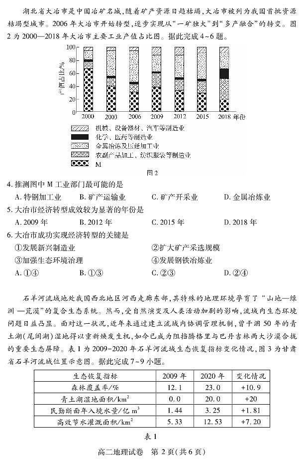 湖北省襄阳市2025年7月高二期末统一调研测试 地理.pdf第2页