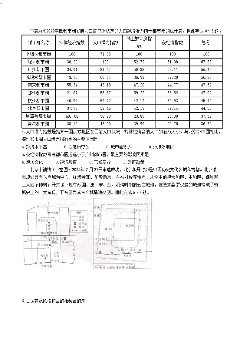 湖南省娄底市2024年秋季高三教学质量检测地理（含答案）第2页