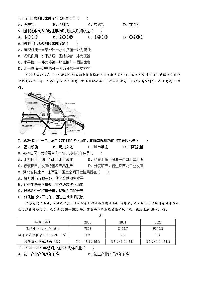 江苏省扬州市2024-2025学年高二下学期期末考试地理试题（Word版附答案）第2页
