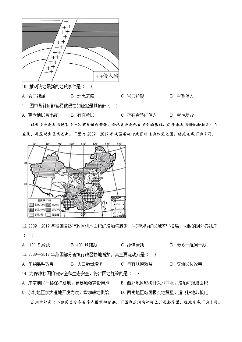 2025年高考真题——地理（江苏卷） Word版无答案第3页