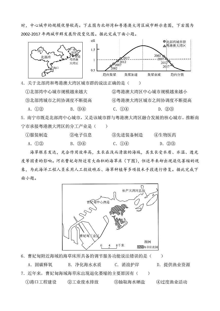 安徽省合肥市合肥一六八中学2025届新高二下学期7月期末考试-地理试题+答案第2页