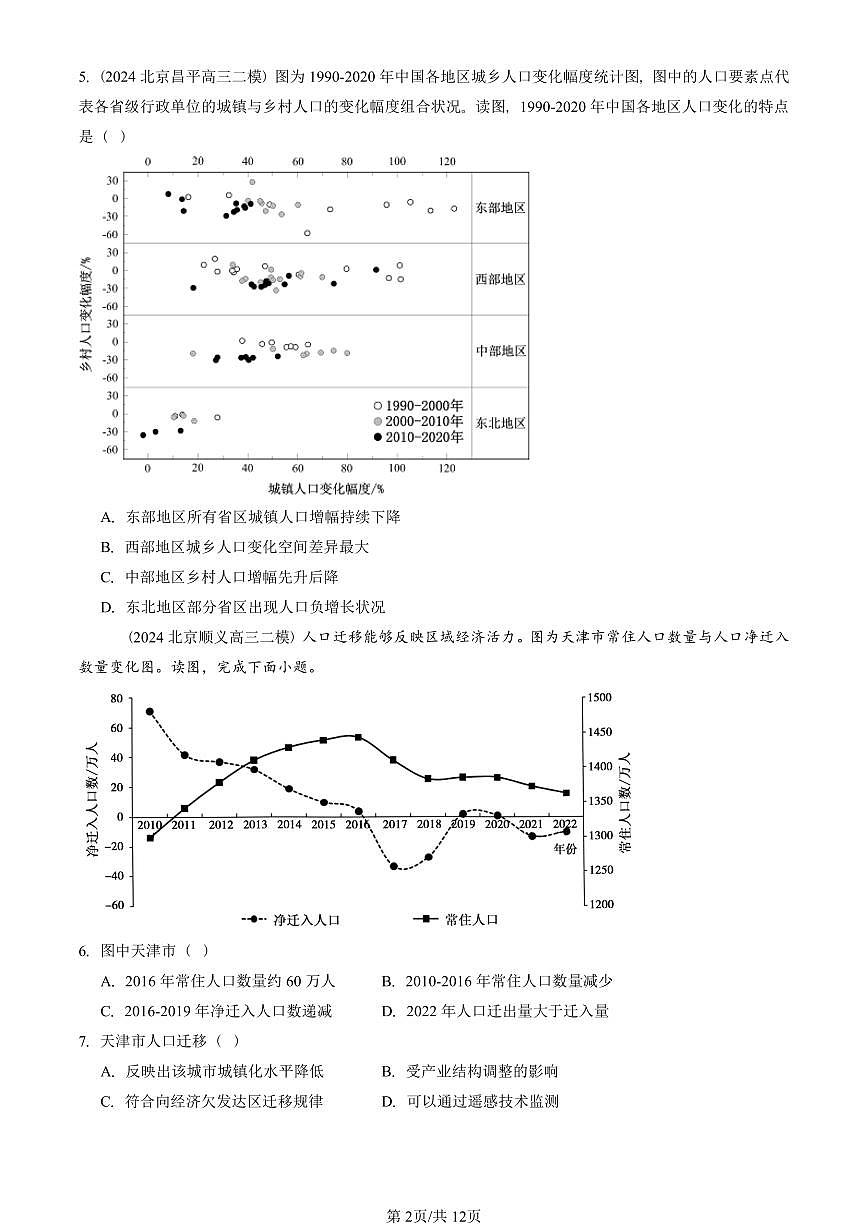 2021-2025北京高三二模[高考模拟]地理汇编：城镇化第2页