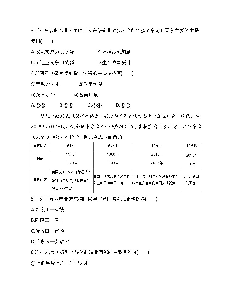 第二节　产业转移对区域发展的影响——以亚太地区为例分层训练（含答案解析）-人教版高中地理高二上册（选必二）第2页