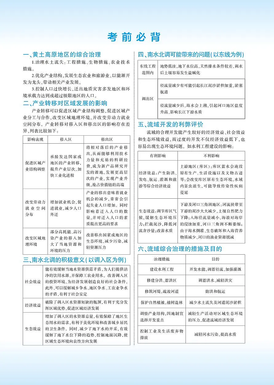 鲁教版地理高二上册（选必二）考前背诵知识清单第1页