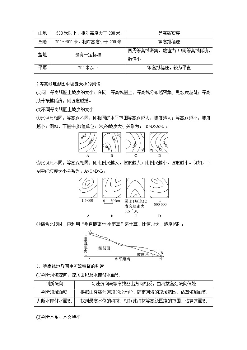 第一部分　第一章　课时2　等高线地形图的判读和计算（学生版）第3页
