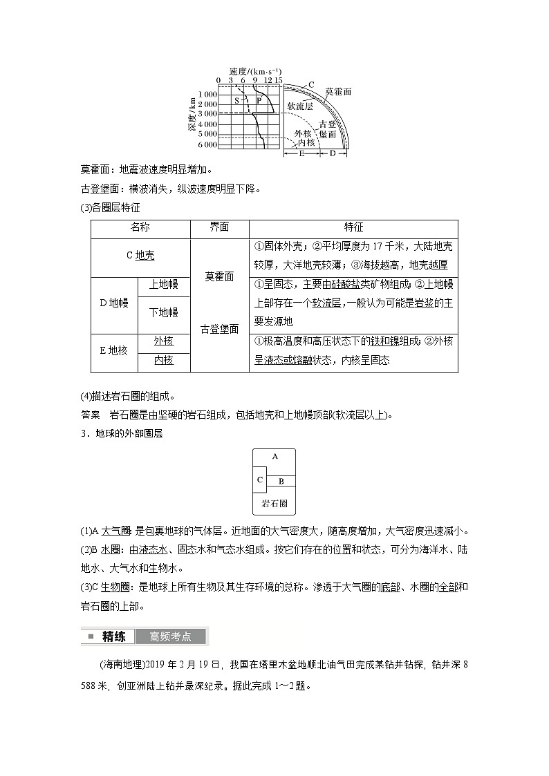 第一部分　第二章　第1讲　课时6　地球圈层结构与演化（教师版）第2页
