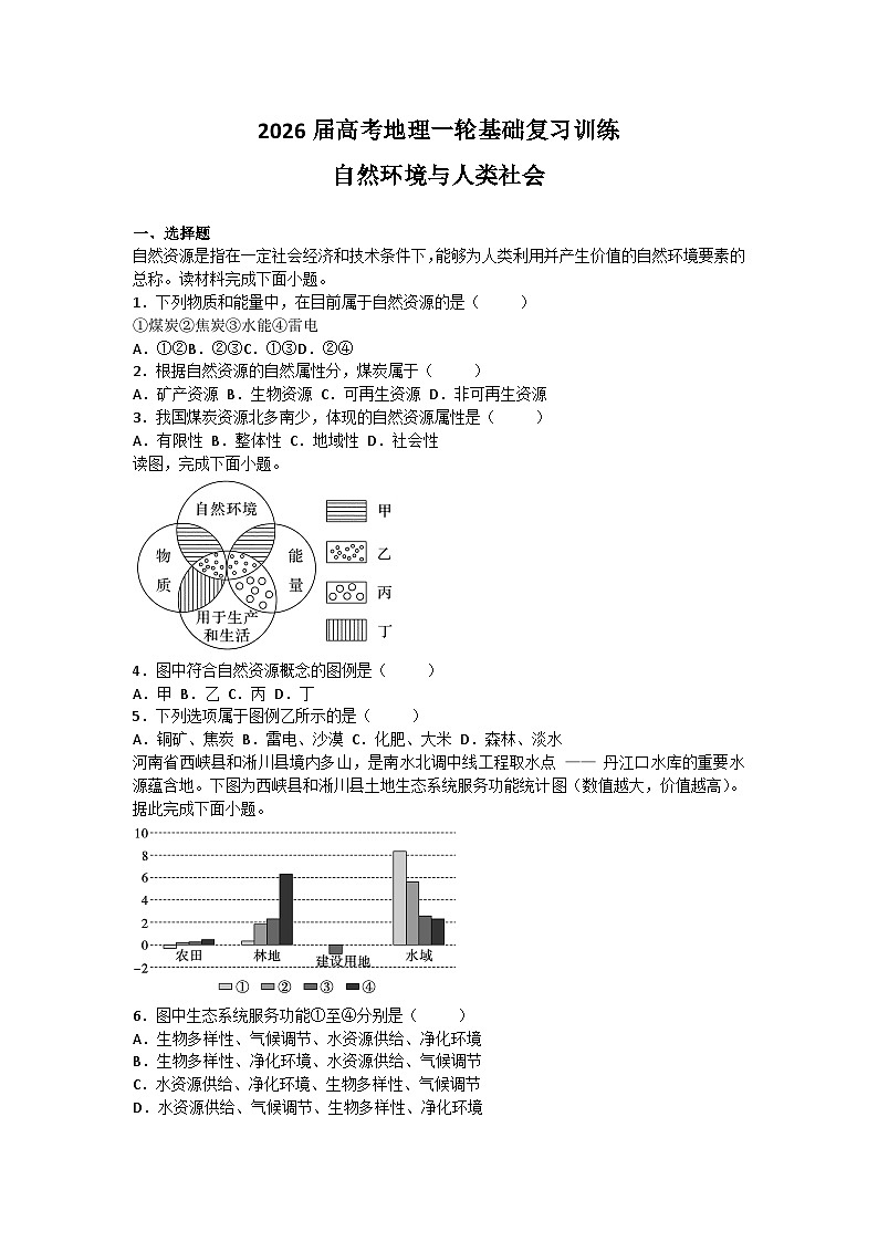 2026届高考地理一轮基础复习训练63自然环境与人类社会第1页