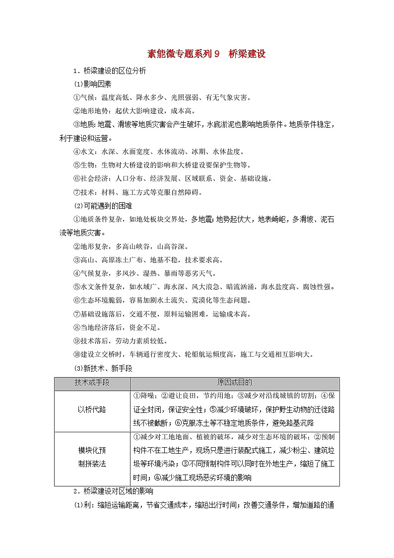 2026版高考地理一轮总复习素养提升训练题第一十一章交通运输布局与区域发展素能微专题系列9桥梁建设第1页