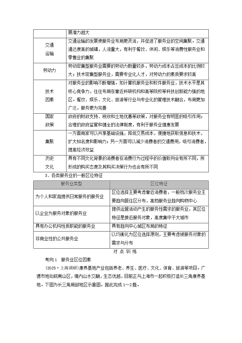 2026版高考地理一轮总复习析题导练第十章产业区位因素第三讲服务业区位因素及其变化考点一服务业区位因素第2页