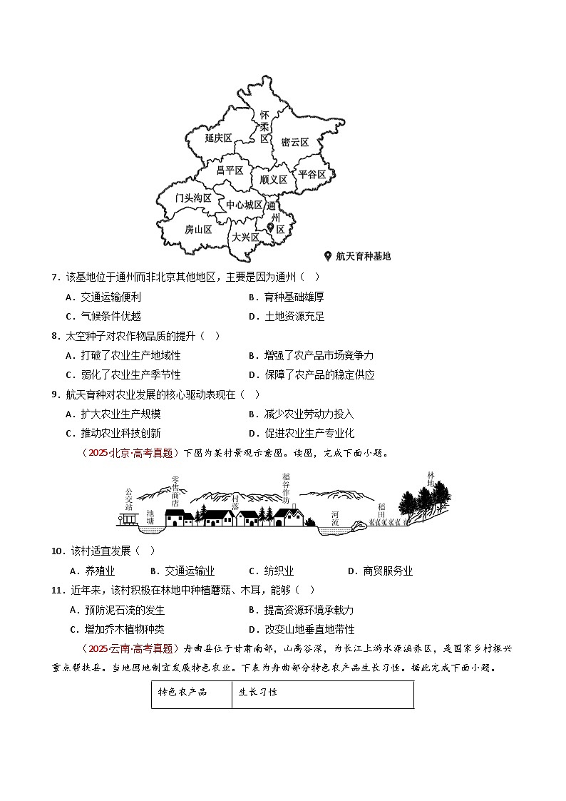备战2026年高考精品试题汇编 地理 专题10 农业（原卷版）第3页