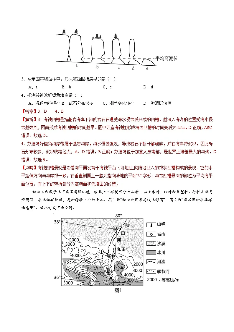 人教版（2019）高中地理选择性必修一2.1 《塑造地表形态的力量》（分层练）（解析版）第2页