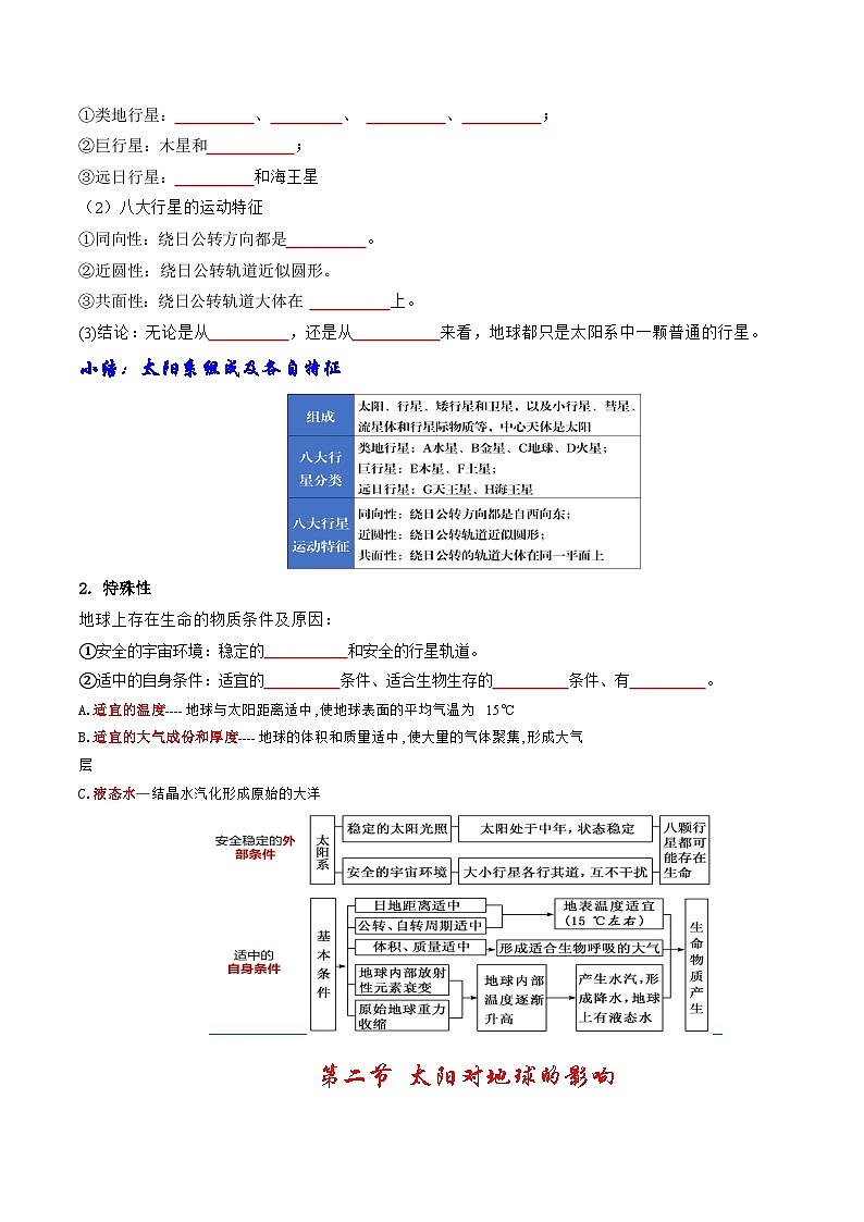 人教版高一地理必修一第一章 宇宙中的地球（知识清单）（挖空版）第3页