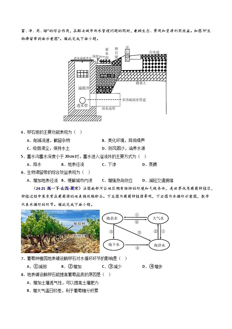 人教版高一地理必修一第三章 地球上的水（专项训练）（学生版）第2页