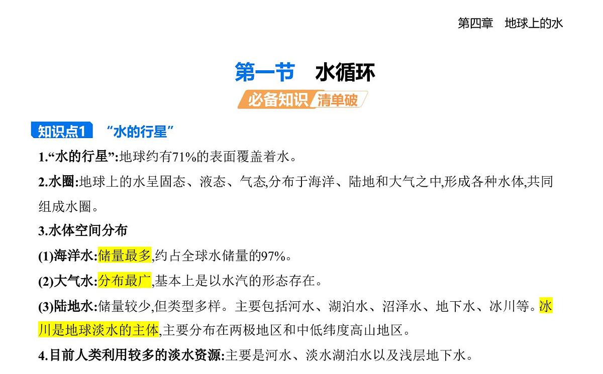 第一节　水循环知识点串讲课件-湘教版高中地理高一上册（必修一）第1页