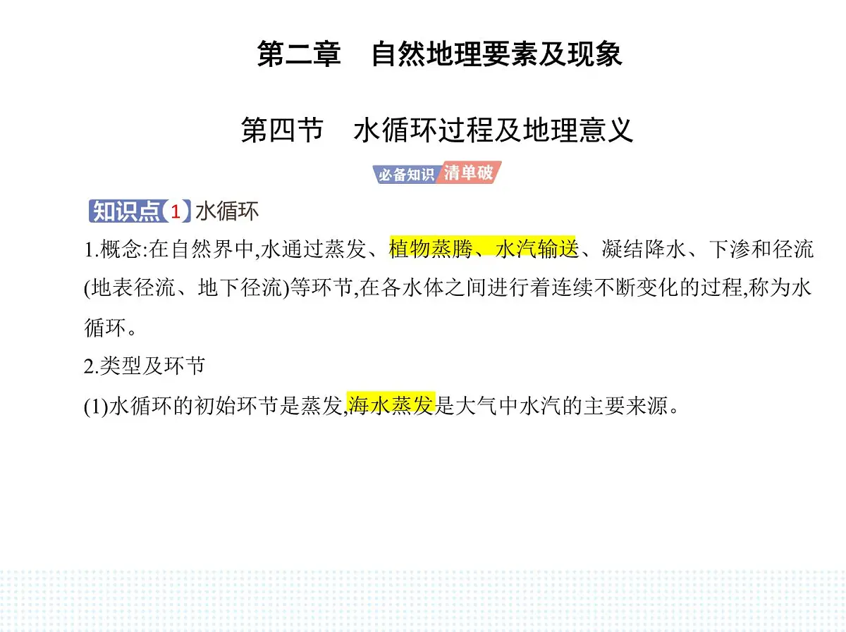 第四节　水循环过程及地理意义-知识点串讲课件-中图版高中地理高一上册（必修一）第1页