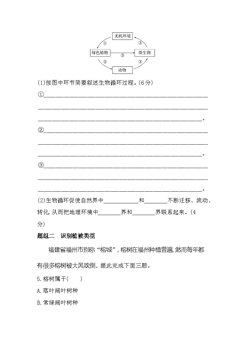 第三节　生物圈与植被分层训练（含答案解析）-鲁教版高中地理高一上册（必修一）第2页