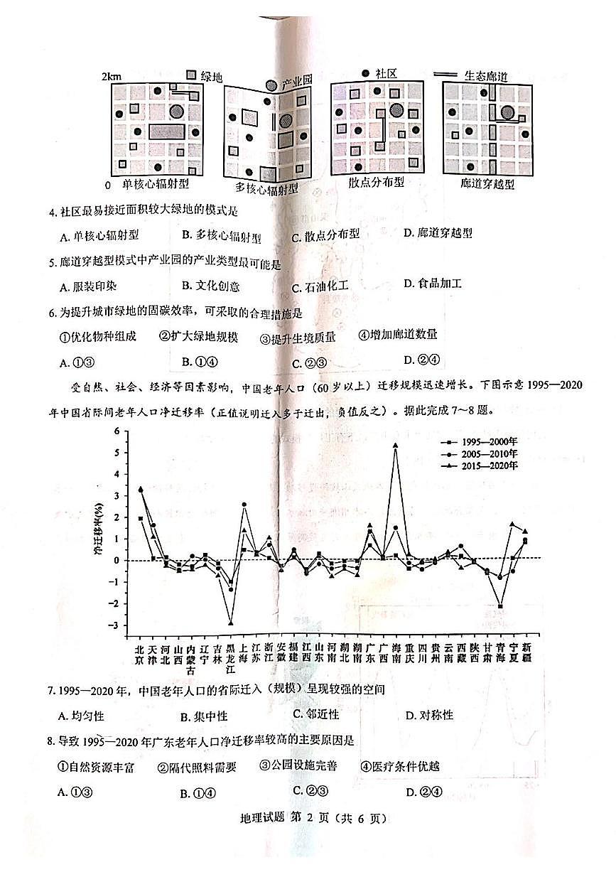 山西省吕梁市2024-2025学年高三上学期开学摸底考试地理试题+答案第2页