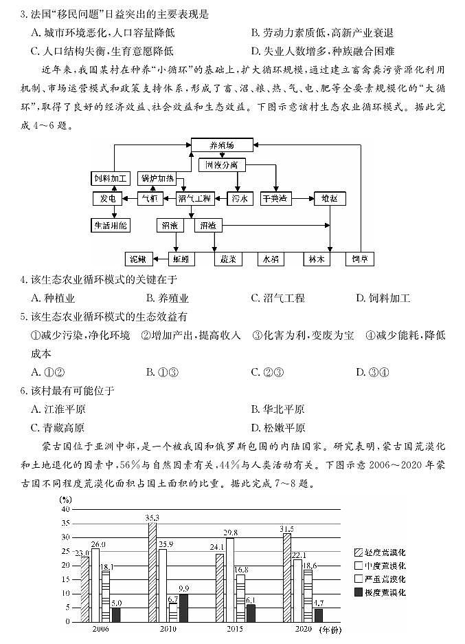 山西省三晋卓越联盟2025届高三上学期期末质量检测卷地理试卷+答案第2页