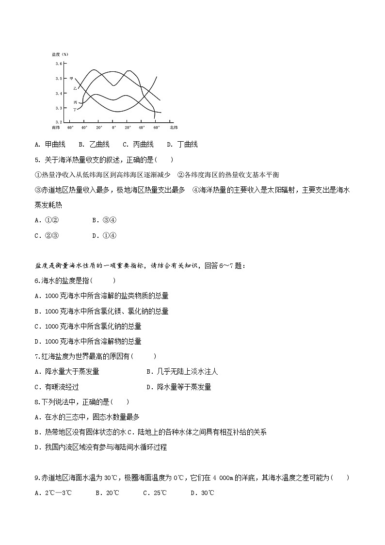 鲁教版（2019）高中地理必修第一册2.2.2水圈与水循环（分层练习）教师版第2页