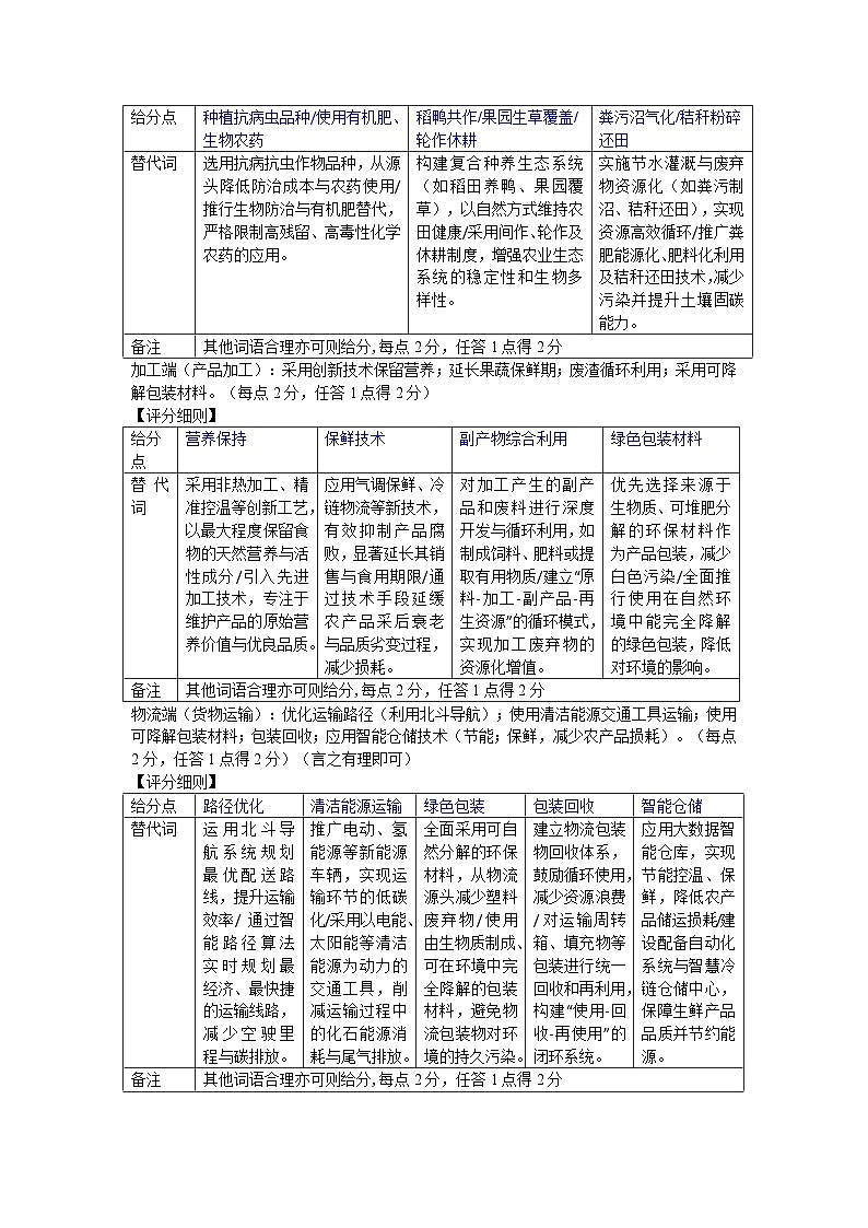 2026届高三年级9月份联考 地理评分细则第2页