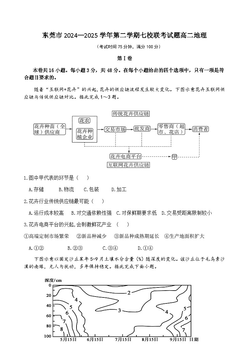 广东省东莞市七校2024-2025学年高二下学期期中联考地理试卷（含答案）第1页