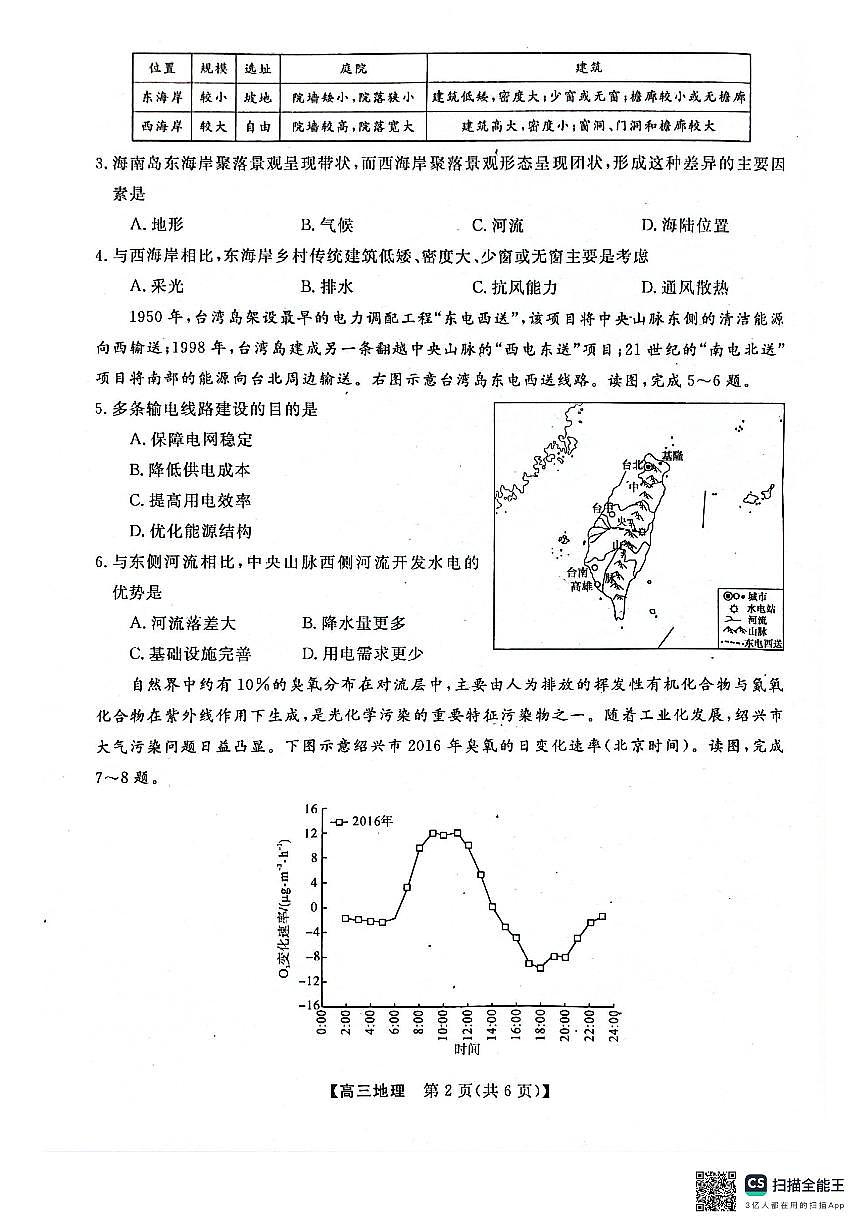 广西壮族自治区河池市2024年秋季学期高三期末学业水平质量检测地理试卷+答案第2页