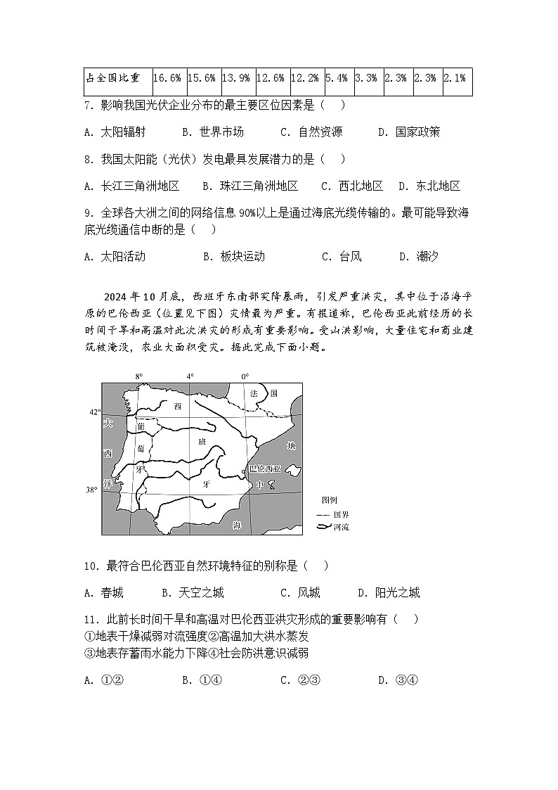 2025届江苏省苏州八校高考三模高三下地理试卷（含答案解析）第3页