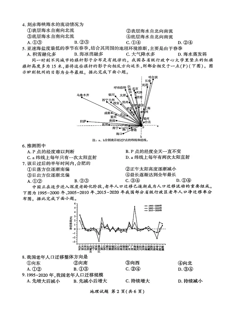 2025届山东辽宁百师联盟高三下学期11月期中考-地理试题（含答案）第2页