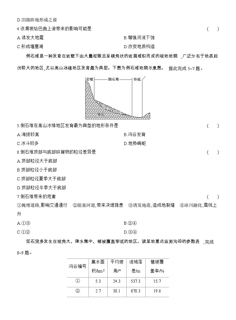 2025-2026学年高一地理（人教版）必修一课时跟踪检测(19)地质灾害（Word附解析）第2页