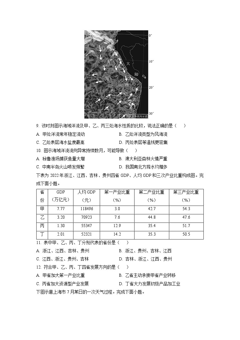 重庆市“名校方案联盟”2024-2025学年高三上学期10月大联考地理试卷（学生版）第3页