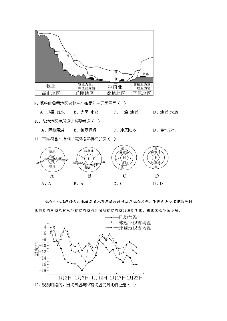 2025-2026学年湖南省永州市高三上学期第一次模拟考试地理试题（附答案解析）第3页