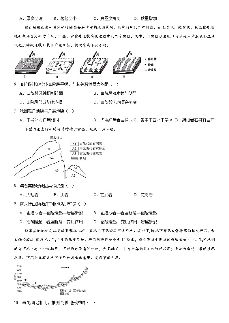 湘教版（2019）高中地理选择性必修1第二章 岩石圈与地表形态 章末测试卷（含答案解析）第2页
