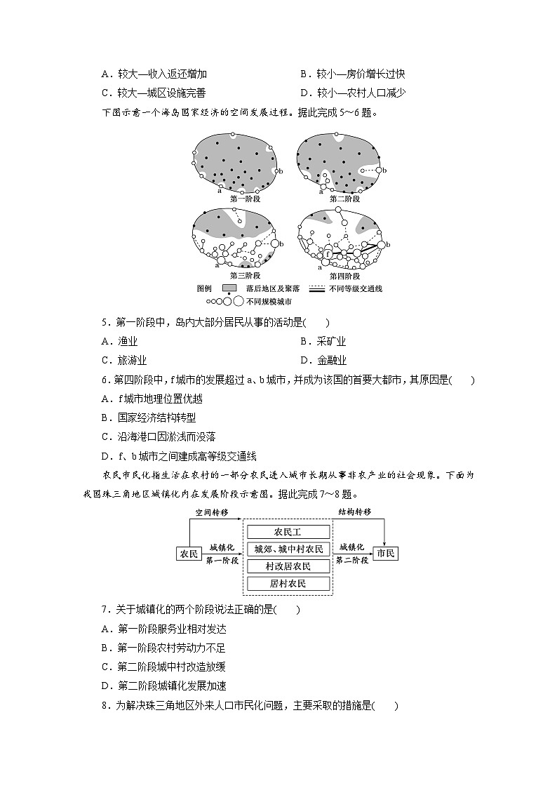 高一地理人教版必修二试题课时跟踪检测试题（五）城镇化Word版含解析第2页