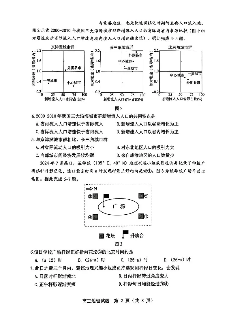 山东省淄博市2025届高三上学期期末摸底质量检测-地理试卷（含答案）第2页