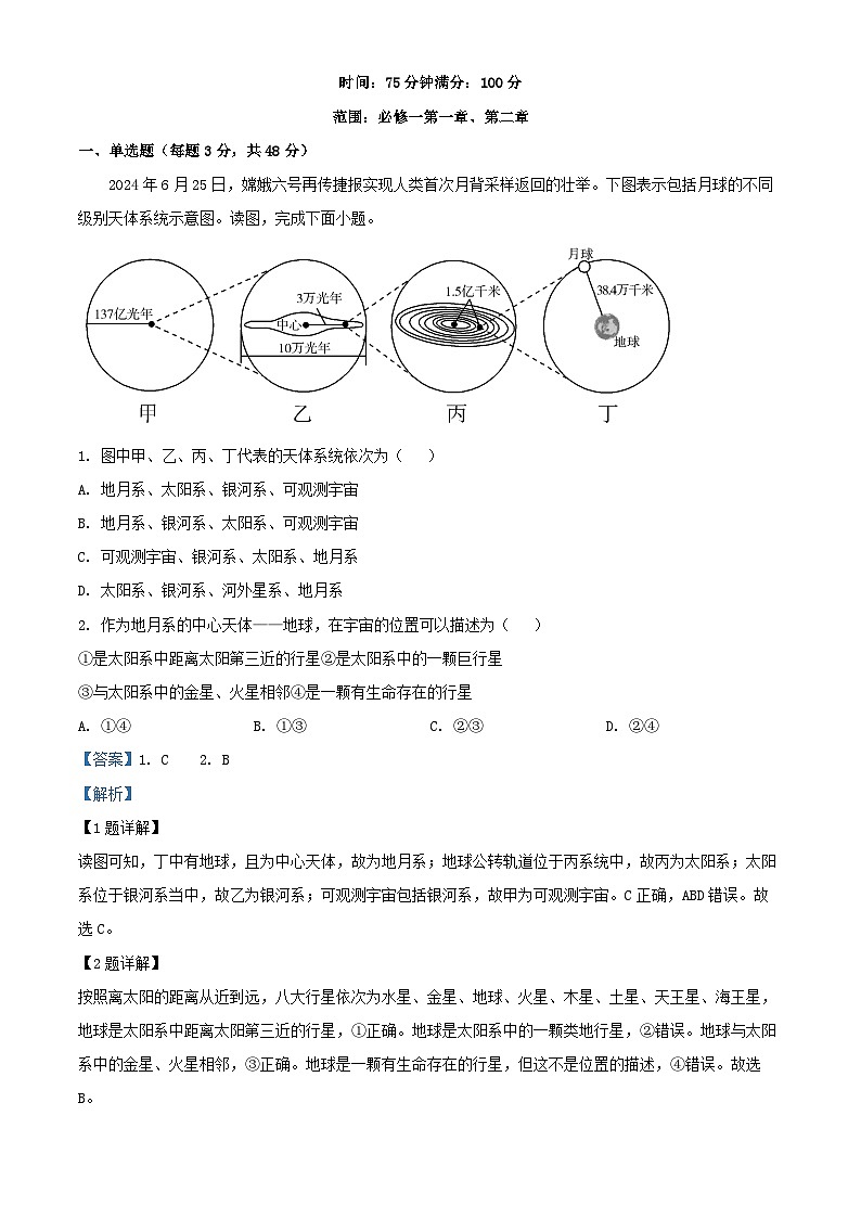 辽宁省2024_2025学年高一地理上学期10月联考试题含解析第1页