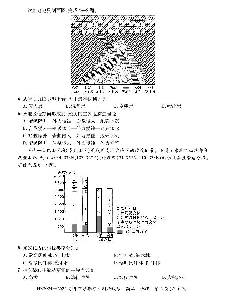 河南省安阳市滑县2024-2025学年高二下学期期末测评地理试卷第2页