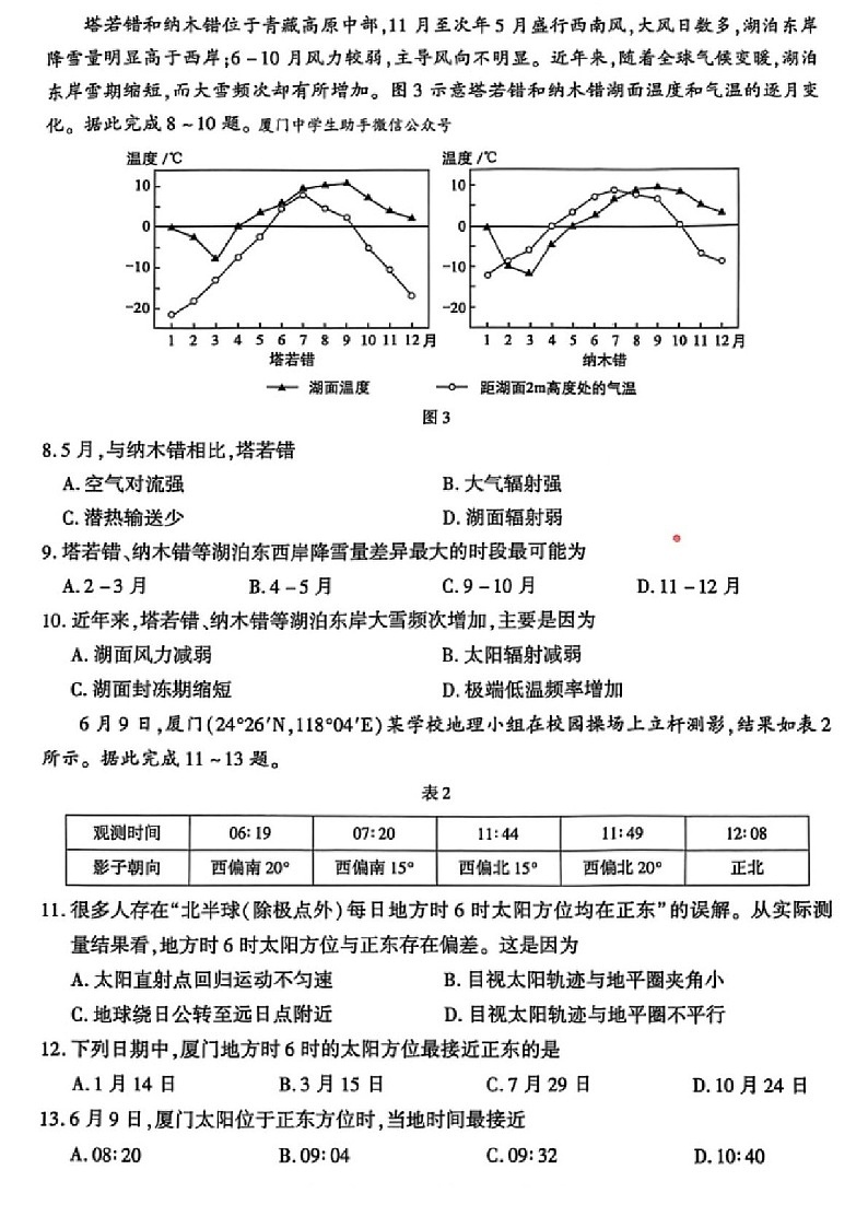 福建省厦门市2025届高三下学期第二次质量检测（厦门二检）-地理试题（含答案）第3页