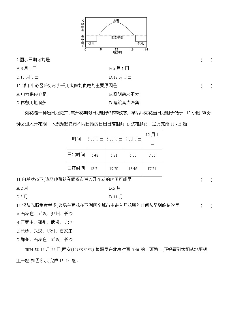 高二地理（人教版）选择性必修一试题第一章第二节课时跟踪检测（04）昼夜长短的变化（Word版附解析）第3页