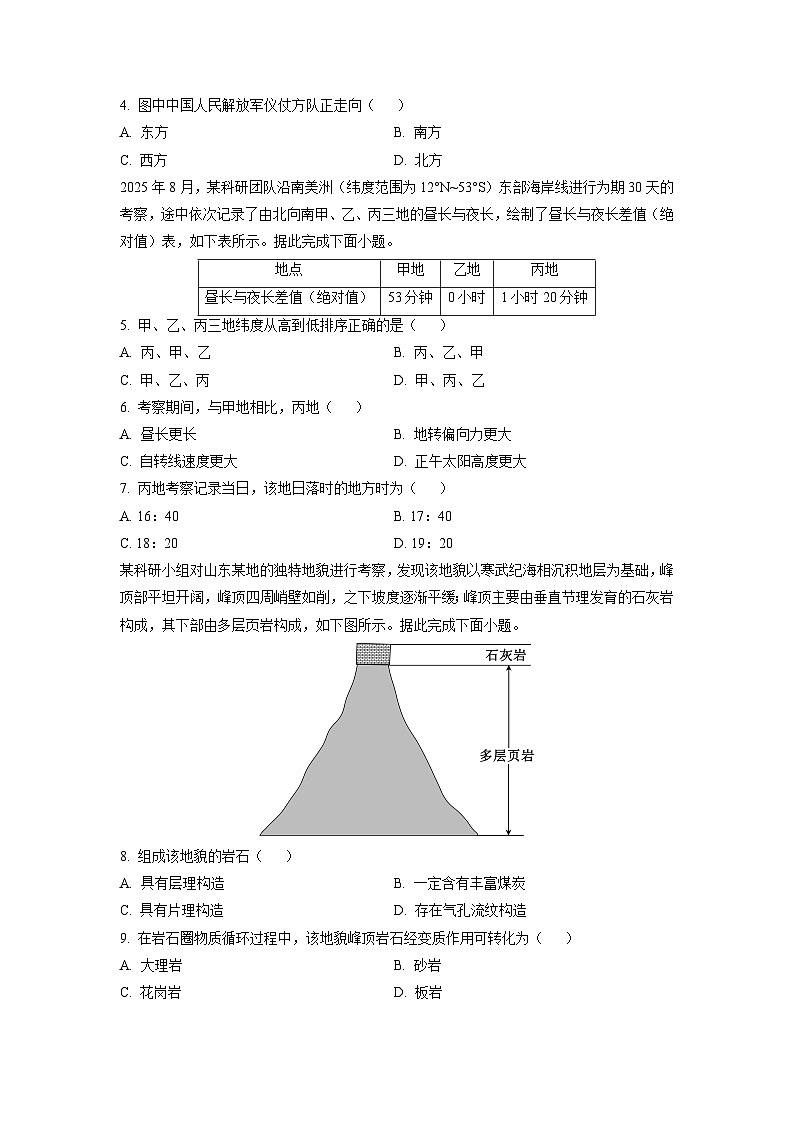 河南省TOP二十名校2025-2026学年高二上学期10月调研考试地理试卷（学生版）第2页
