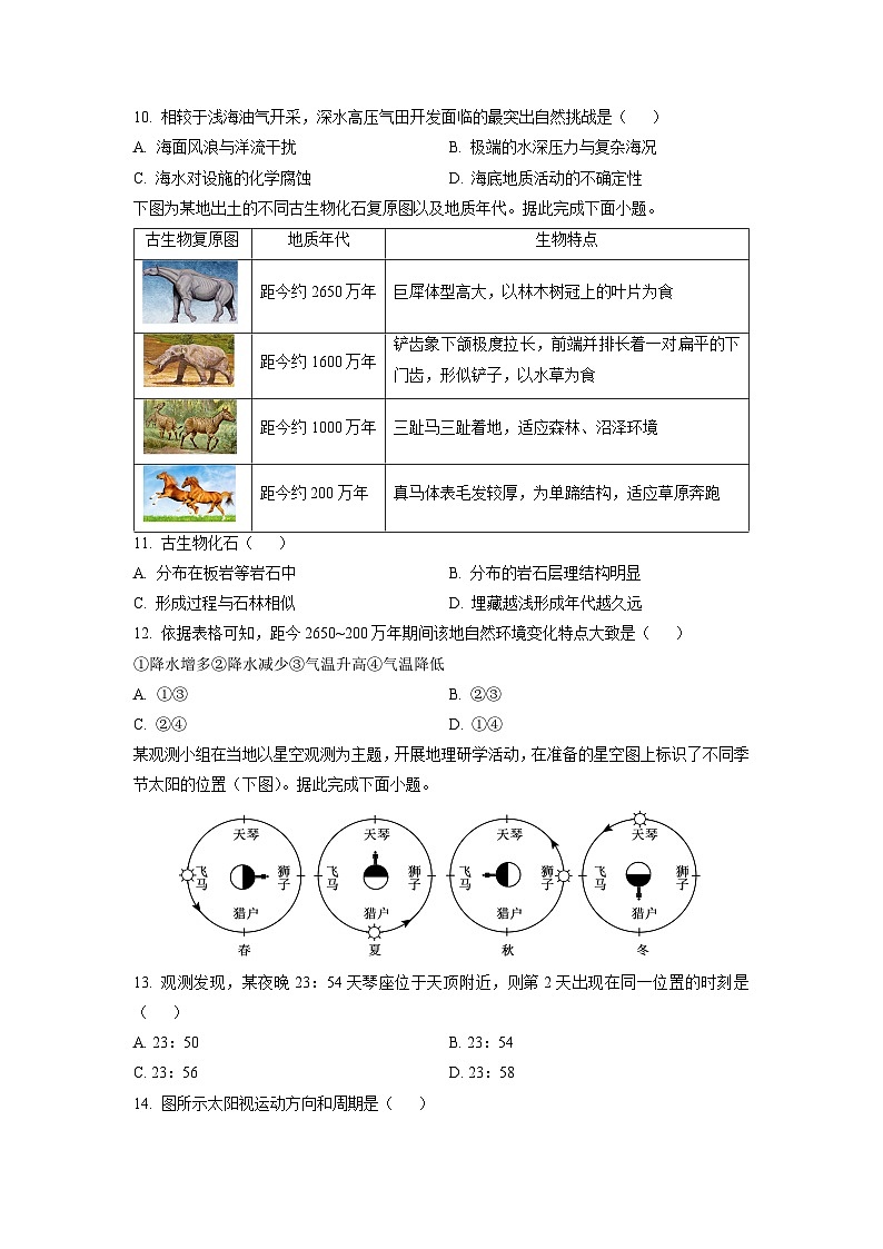 山东省聊城市某校2025-2026学年高三上学期第一次月考地理试卷（学生版）第3页