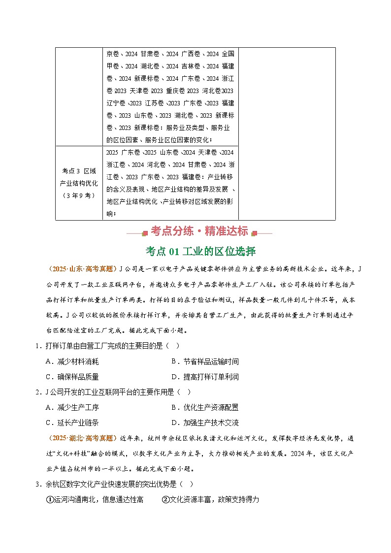 专题11 工业与服务业（全国通用）（原卷版）第2页