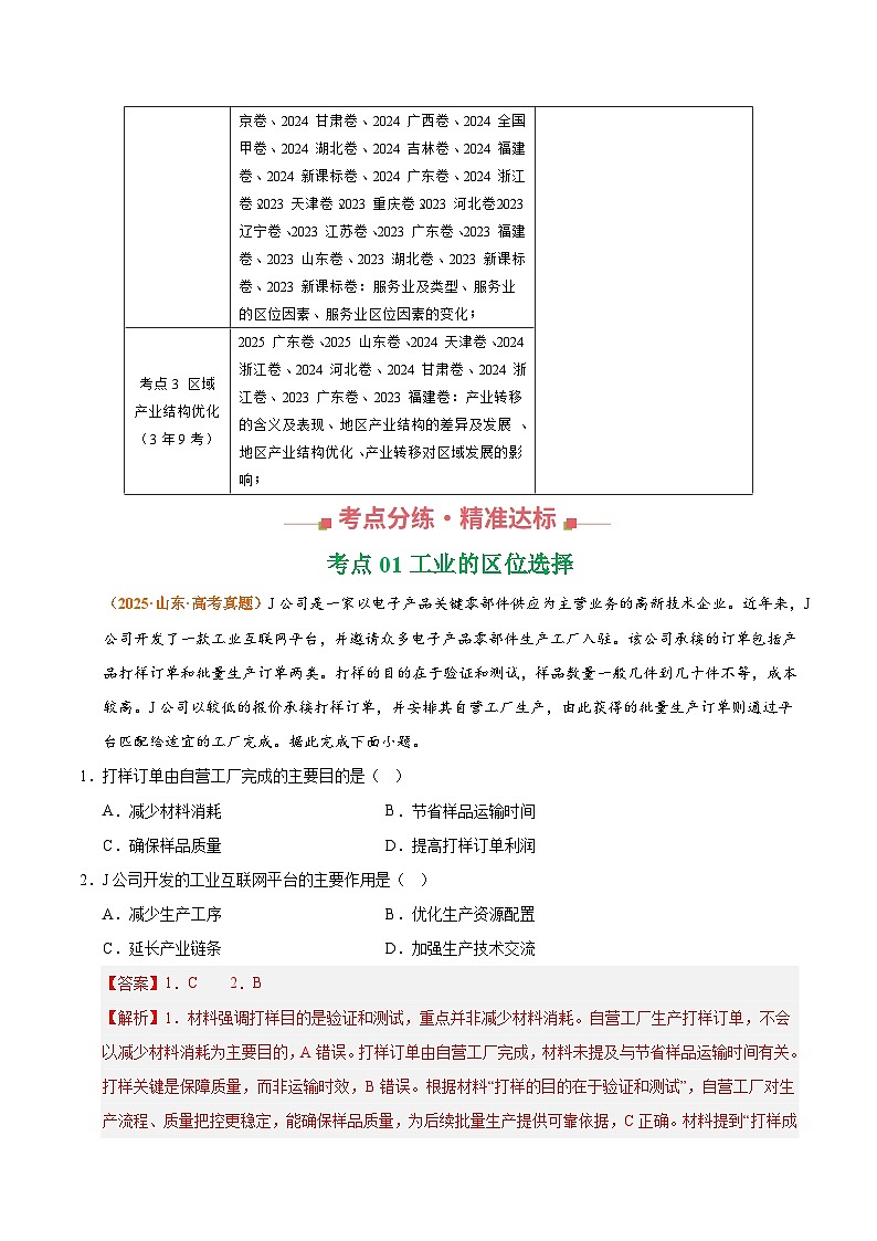 专题11 工业与服务业 Word版含解析第2页