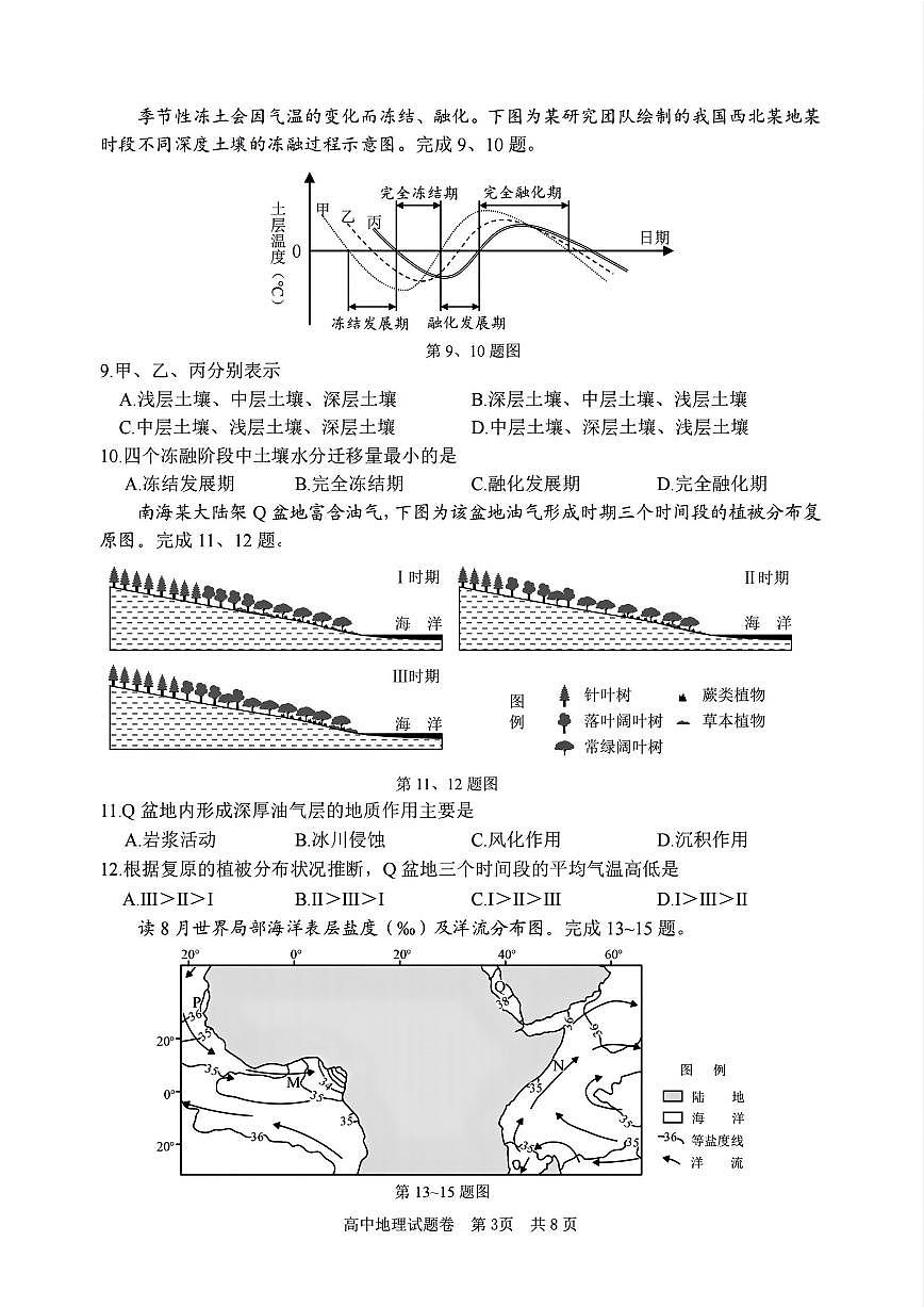 浙江省丽水、湖州、衢州三地市2026届高三上学期11月（一模）教学质量检测 地理试题+答案第3页